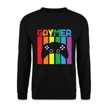Gaymer LGBT Pride Rainbow Gamer Video Games - Unisex Pullover - Schwarz - Vorne - Alina (178cm) & Michal (187cm)