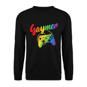 Gaymer LGBT Pride Rainbow Gamer Video Games - Unisex Pullover - Schwarz - Vorne - Alina (178cm) & Michal (187cm)