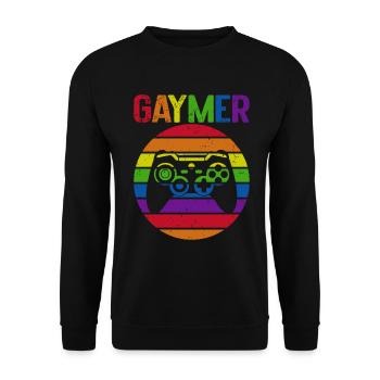 Gaymer LGBT Pride Rainbow Gamer Video Games - Unisex Pullover - Schwarz - Vorne - Alina (178cm) & Michal (187cm)