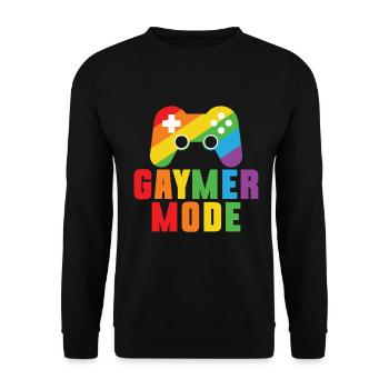 Gaymer LGBT Pride Rainbow Gamer Video Games - Unisex Pullover - Schwarz - Vorne - Alina (178cm) & Michal (187cm)