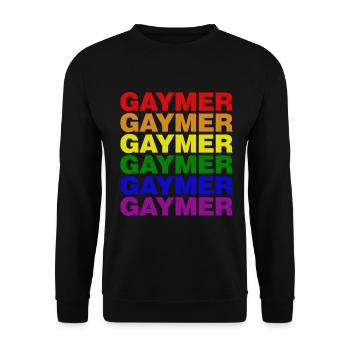 Gaymer LGBT Pride Rainbow Gamer Video Games - Unisex Pullover - Schwarz - Vorne - Alina (178cm) & Michal (187cm)
