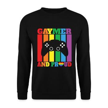 Gaymer LGBT Pride Rainbow Gamer Video Games - Unisex Pullover - Schwarz - Vorne - Alina (178cm) & Michal (187cm)