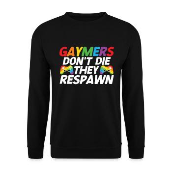 Gaymer LGBT Pride Rainbow Gamer Video Games - Unisex Pullover - Schwarz - Vorne - Alina (178cm) & Michal (187cm)
