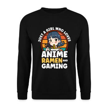 Anime Ramen and Gaming Gamer Anime - Unisex Sweatshirt - black - Front - Alina (178cm) & Michal (187cm)