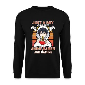Anime Ramen and Gaming Gamer Anime - Unisex Sweatshirt - black - Front - Alina (178cm) & Michal (187cm)