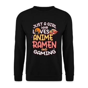 Anime Ramen and Gaming Gamer Anime - Unisex Sweatshirt - black - Front - Alina (178cm) & Michal (187cm)