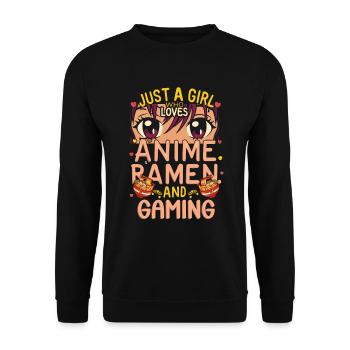 Anime Ramen and Gaming Gamer Anime - Unisex Sweatshirt - black - Front - Alina (178cm) & Michal (187cm)