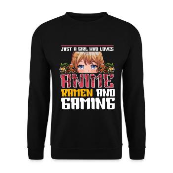 Anime Ramen and Gaming Gamer Anime - Unisex Sweatshirt - black - Front - Alina (178cm) & Michal (187cm)