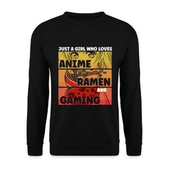 Anime Ramen and Gaming Gamer Anime - Unisex Sweatshirt - black - Front - Alina (178cm) & Michal (187cm)