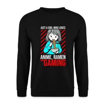 Anime Ramen and Gaming Gamer Anime - Unisex Sweatshirt - black - Front - Alina (178cm) & Michal (187cm)
