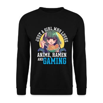Anime Ramen and Gaming Gamer Anime - Unisex Sweatshirt - black - Front - Alina (178cm) & Michal (187cm)
