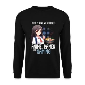 Anime Ramen and Gaming Gamer Anime - Unisex Sweatshirt - black - Front - Alina (178cm) & Michal (187cm)