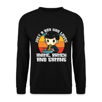 Anime Ramen and Gaming Gamer Anime - Unisex Sweatshirt - black - Front - Alina (178cm) & Michal (187cm)