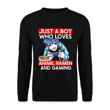 Anime Ramen and Gaming Gamer Anime - Unisex Sweatshirt - black - Front - Alina (178cm) & Michal (187cm)