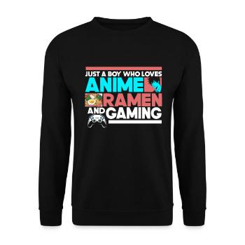 Anime Ramen and Gaming Gamer Anime - Unisex Sweatshirt - black - Front - Alina (178cm) & Michal (187cm)