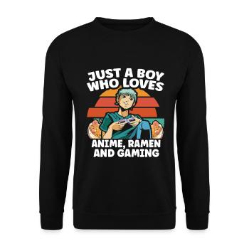 Anime Ramen and Gaming Gamer Anime - Unisex Sweatshirt - black - Front - Alina (178cm) & Michal (187cm)