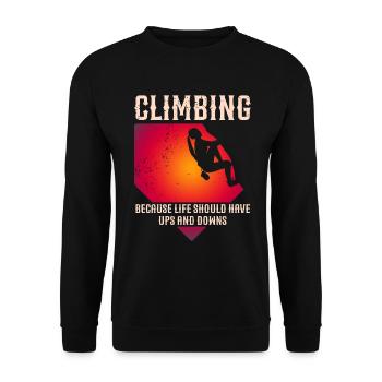 Klettern Mountain Boulder Climble Climber - Unisex Pullover - Schwarz - Vorne - Alina (178cm) & Michal (187cm)