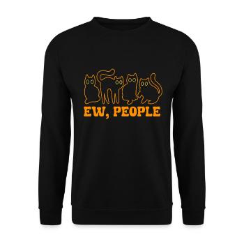 Ew People Cat Lustige Vintage Anti -soziale - Unisex Pullover - Schwarz - Vorne - Alina (178cm) & Michal (187cm)