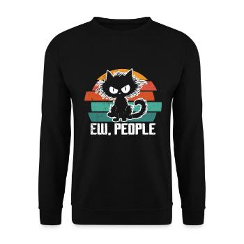 Ew People Cat Lustige Vintage Anti -soziale - Unisex Pullover - Schwarz - Vorne - Alina (178cm) & Michal (187cm)