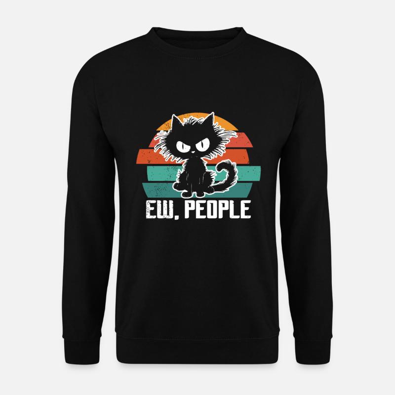 Ew People Cat Lustige Vintage Anti -soziale - Unisex Pullover - Schwarz