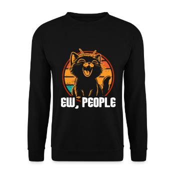 Ew People Cat Lustige Vintage Anti -soziale - Unisex Pullover - Schwarz - Vorne - Alina (178cm) & Michal (187cm)