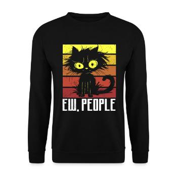 Ew People Cat Lustige Vintage Anti -soziale - Unisex Pullover - Schwarz - Vorne - Alina (178cm) & Michal (187cm)