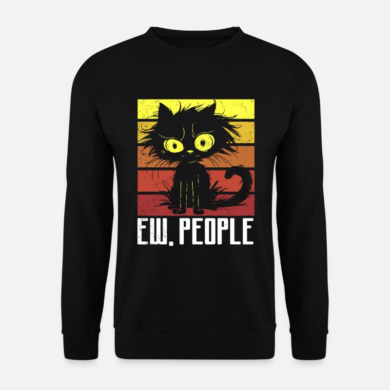Ew People Cat Lustige Vintage Anti -soziale - Unisex Pullover - Schwarz