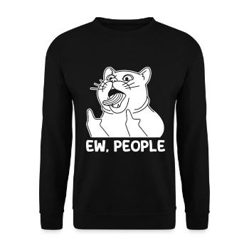 Ew People Cat Lustige Vintage Anti -soziale - Unisex Pullover - Schwarz - Vorne - Alina (178cm) & Michal (187cm)
