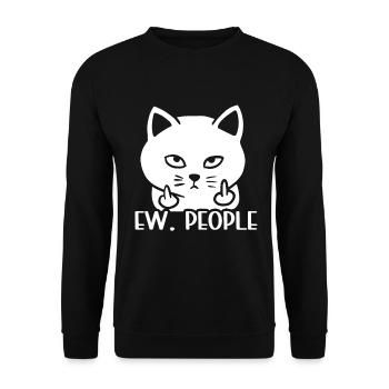 Ew People Cat Lustige Vintage Anti -soziale - Unisex Pullover - Schwarz - Vorne - Alina (178cm) & Michal (187cm)
