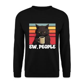 Ew People Cat Lustige Vintage Anti -soziale - Unisex Pullover - Schwarz - Vorne - Alina (178cm) & Michal (187cm)