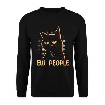 Ew People Cat Lustige Vintage Anti -soziale - Unisex Pullover - Schwarz - Vorne - Alina (178cm) & Michal (187cm)