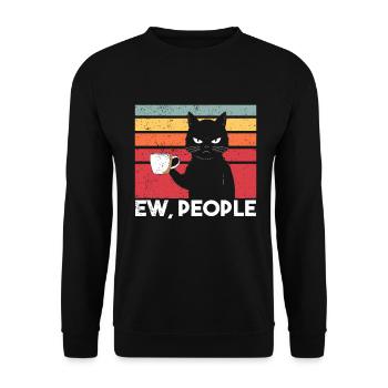 Ew People Cat Lustige Vintage Anti -soziale - Unisex Pullover - Schwarz - Vorne - Alina (178cm) & Michal (187cm)