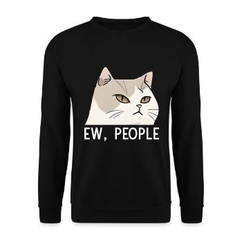 Ew People Cat Lustige Vintage Anti -soziale - Unisex Pullover - Schwarz - Vorne - Alina (178cm) & Michal (187cm)