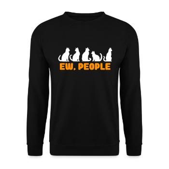 Ew People Cat Lustige Vintage Anti -soziale - Unisex Pullover - Schwarz - Vorne - Alina (178cm) & Michal (187cm)