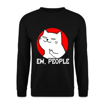Ew People Cat Lustige Vintage Anti -soziale - Unisex Pullover - Schwarz - Vorne - Alina (178cm) & Michal (187cm)