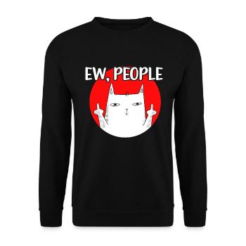 Ew People Cat Lustige Vintage Anti -soziale - Unisex Pullover - Schwarz - Vorne - Alina (178cm) & Michal (187cm)
