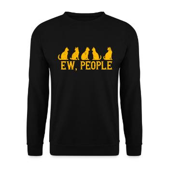 Ew People Cat Lustige Vintage Anti -soziale - Unisex Pullover - Schwarz - Vorne - Alina (178cm) & Michal (187cm)