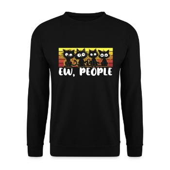 Ew People Cat Lustige Vintage Anti -soziale - Unisex Pullover - Schwarz - Vorne - Alina (178cm) & Michal (187cm)