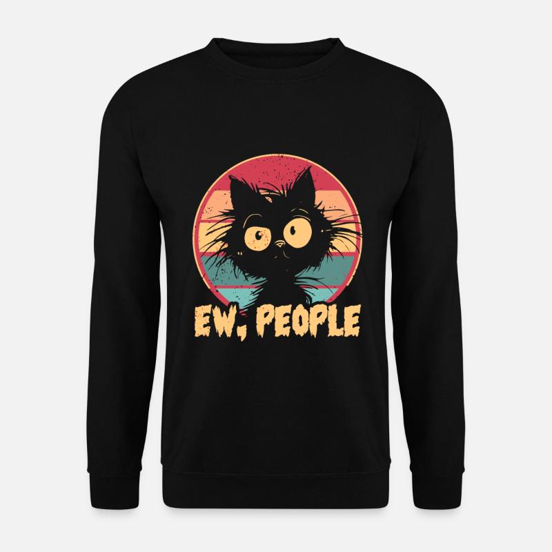 Ew People Cat Lustige Vintage Anti -soziale - Unisex Pullover - Schwarz