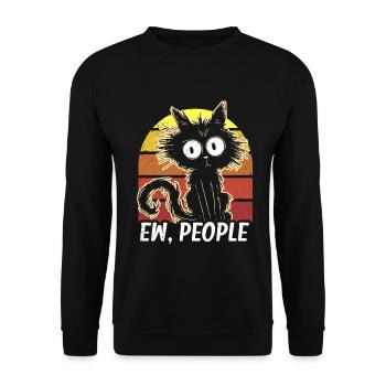 Ew People Cat Lustige Vintage Anti -soziale - Unisex Pullover - Schwarz - Vorne - Alina (178cm) & Michal (187cm)