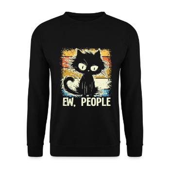 Ew People Cat Lustige Vintage Anti -soziale - Unisex Pullover - Schwarz - Vorne - Alina (178cm) & Michal (187cm)