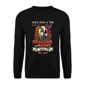 Dragons Und Bücher Nerd Dragon Liebhaber - Unisex Pullover - Schwarz - Vorne - Alina (178cm) & Michal (187cm)