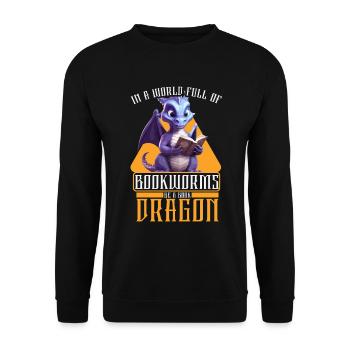 Dragons et livres Nerd Dragon Lover - Sweat-shirt Unisexe - noir - Devant - Alina (178cm) & Michal (187cm)