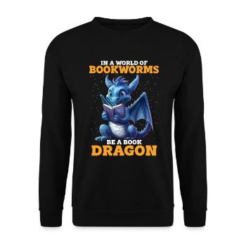 Dragons Und Bücher Nerd Dragon Liebhaber - Unisex Pullover - Schwarz - Vorne - Alina (178cm) & Michal (187cm)