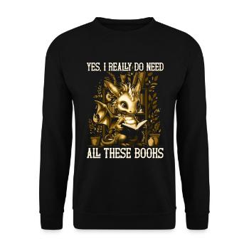Dragons Und Bücher Nerd Dragon Liebhaber - Unisex Pullover - Schwarz - Vorne - Alina (178cm) & Michal (187cm)