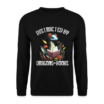 Dragons Und Bücher Nerd Dragon Liebhaber - Unisex Pullover - Schwarz - Vorne - Alina (178cm) & Michal (187cm)