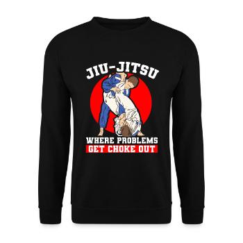 Jiu Jitsu Brésilien BJJ MMA Grappling - Sweat-shirt Unisexe - noir - Devant - Alina (178cm) & Michal (187cm)