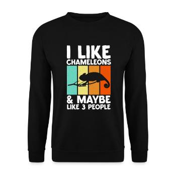 Caméléon Reptile Gardien de Zoo lézard Safari - Sweat-shirt Unisexe - noir - Devant - Alina (178cm) & Michal (187cm)