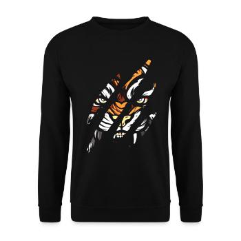 Tiger Eye Claw Safari Zoo Wildlife Tier - Unisex Pullover - Schwarz - Vorne - Alina (178cm) & Michal (187cm)