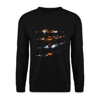 Tiger Eye Claw Safari Zoo Wildlife Tier - Unisex Pullover - Schwarz - Vorne - Alina (178cm) & Michal (187cm)